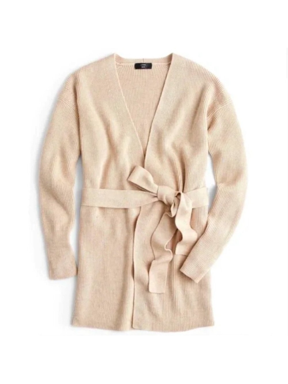 J. Crew 365 Tie Waist Cardigan Longline Sweater in Heather Camel, medium